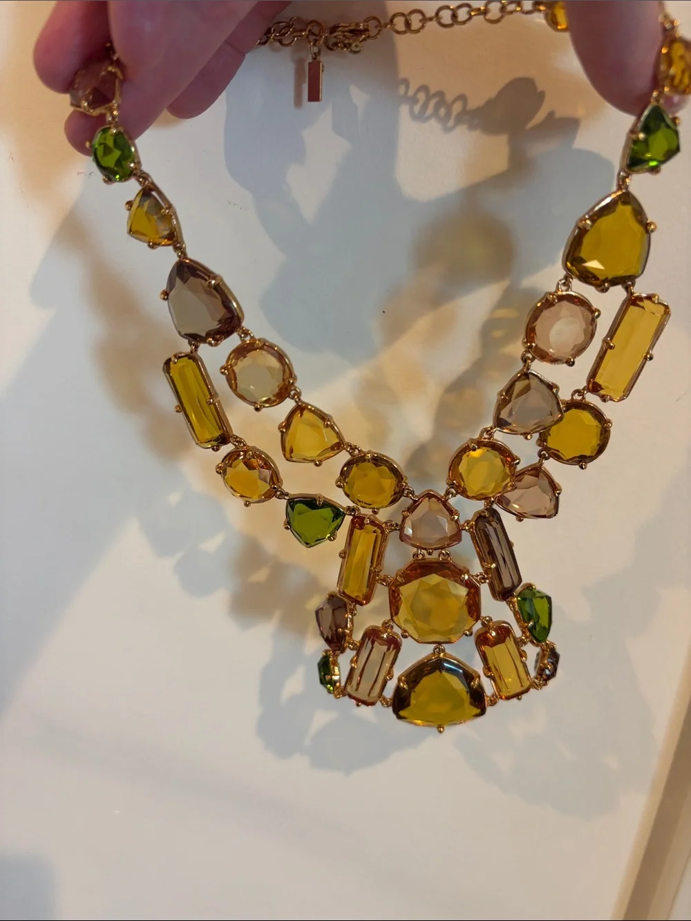 kate spade Multicolor Crystal Statement Necklace in Yellow, Green